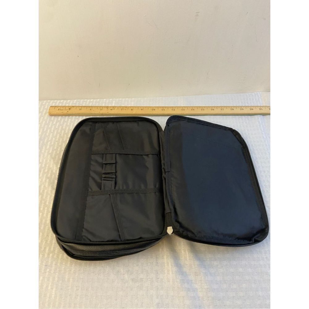 Black leather zipper Bible case Jesus Fish 12x8”‎
